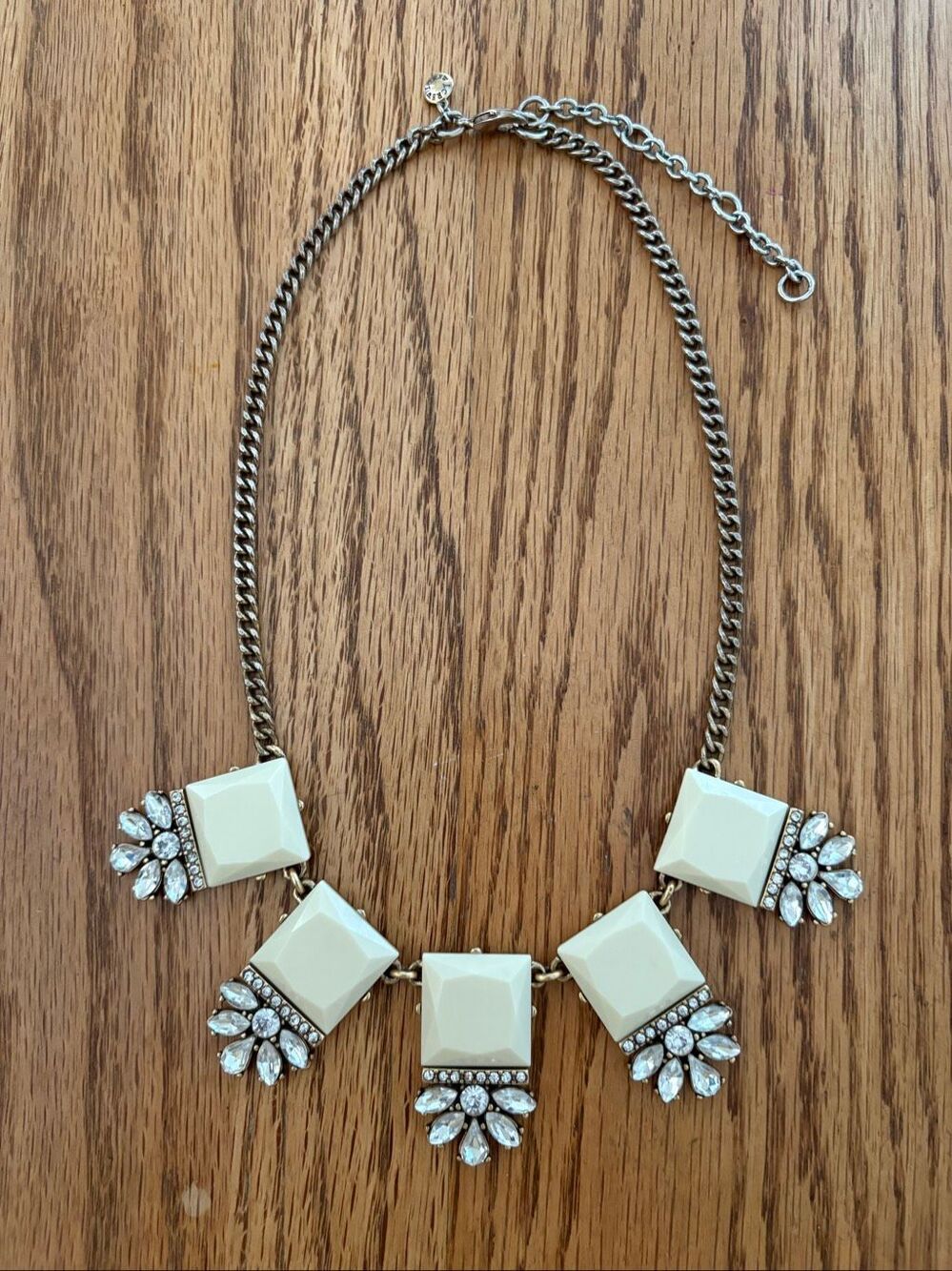 J. Crew | Ivory Resin and Rhinestone Statement Necklace | 17” Adjustable